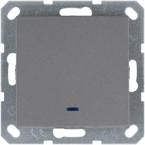 Переключатель проходной 1-кл. 10А IP20 с подсветкой механизм алюм. Jasmart G3012NS