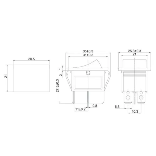 Выключатель клавишный 250В 16А (4с) ON-OFF зел. с подсветкой (RWB-502 SC-767 IRS-201-1) (инд. упак.) Rexant 36-2332-1 фото 2