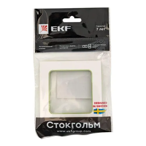 Рамка 1-м Стокгольм бел. с линией цвета зел. PROxima EKF EXM-G-302-20 фото 3