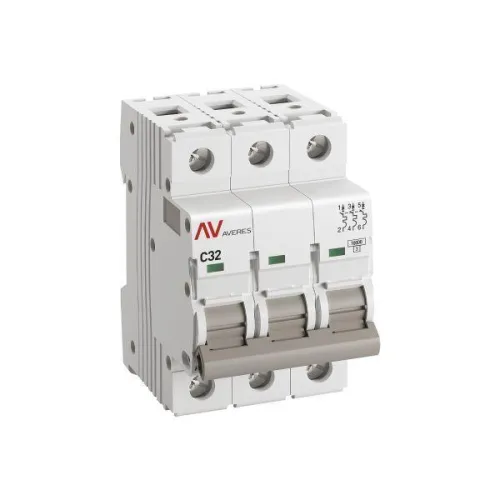 Выключатель автоматический модульный 3п C 32А 10кА AV-10 AVERES EKF mcb10-3-32C-av фото 4