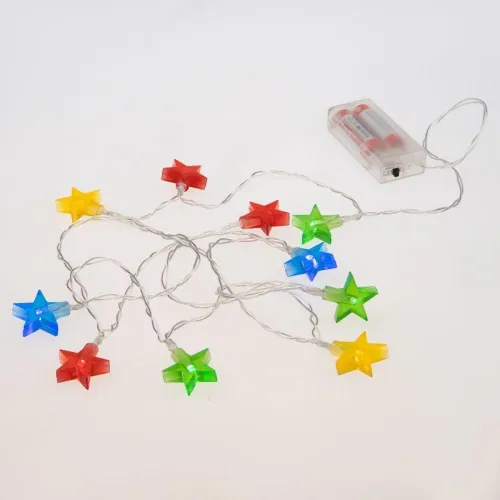 Гирлянда светодиодная "Звездочки" 1.5м 10LED мультиколор 0.1Вт IP20 провод ПВХ прозр. элементы питания 2хAA (не в компл.) Neon-Night 303-090 фото 5