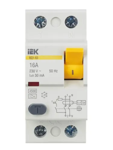 Выключатель дифференциального тока (УЗО) 2п 16А 30мА тип A ВД1-63 KARAT IEK MDV11-2-016-030 фото 8