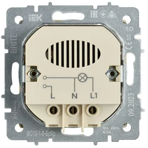 Выключатель карточный BRITE 30А ВС10-1-8-БрКр механизм беж. IEK BR-V11-0-10-K10 фото 4