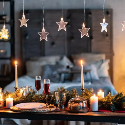 Гирлянда светодиодная "Айсикл" (бахрома) "Звезды" 1.5х0.6м 10LED тепл. бел. 0.51Вт IP20 провод прозр. Neon-Night 303-030 фото 2