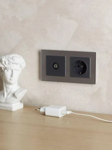 Рамка 2-м BRITE РУ-2-2-БрСе стекло сер. IEK BR-M22-G-K03 фото 6