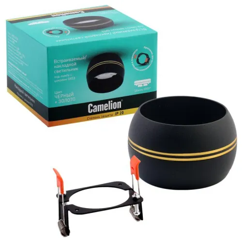 Светильник встраиваемый IP20 металлический под лампу GX53 LGX53-03 C02 черн. Camelion 15398 фото 4