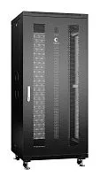 Шкаф монтажный телекоммуникационный напольн. ND-05C-27U60/100-BK 19дюйм 27U 600х1000х1388мм для распределит. и серверн. оборудования; передн. и задн. перфорир. двери ручка с замком RAL 9004 черн. Cabeus 8533c