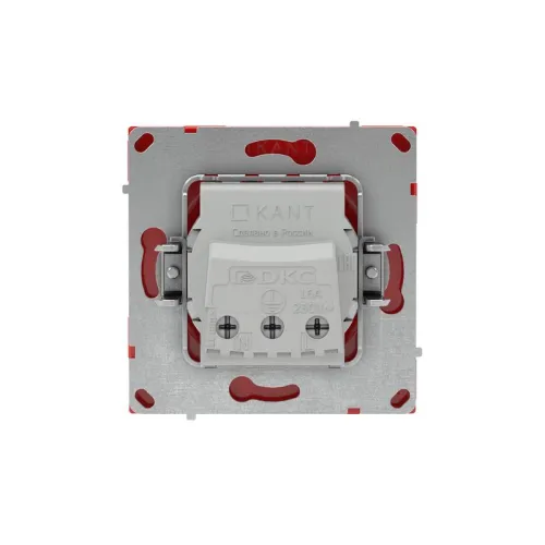 Розетка силовая KANT 2P+E без шторки красн. сатин DKC 7001033 фото 3