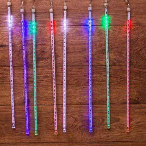 Гирлянда светодиодная "Тающая сосульки" 3.5м 8 сосулек х50см шаг 40см 8х30LED мультиколор 3.6Вт 220В IP20 с трансф. провод черн. Neon-Night 256-319-6