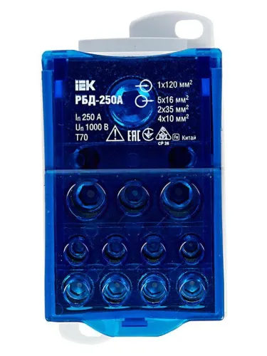 Блок распределительный на DIN-рейку РБД-250А IEK RBD-250 фото 8