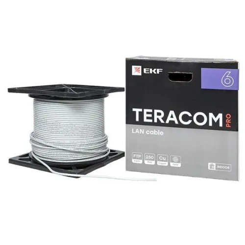 Кабель витая пара F/UTP кат.6 4 пары 23 AWG solid PVC сер. (уп.305м) TERACOM PRO EKF TRP-6FTP-04PVC-GY-IN3 фото 9