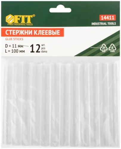 Стержень клеевой 11х100мм бесцвет. (уп.12шт) FIT 14411 фото 3