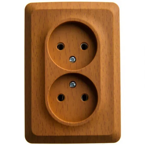 Розетка угловая 2-м ОП Этюд 16А IP20 без заземл. без защ. шторок бук SE PA16-105T