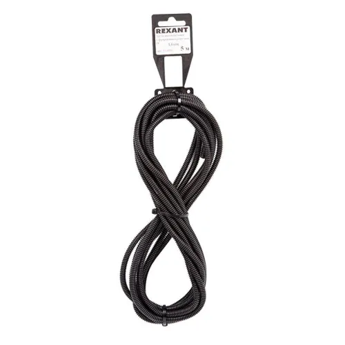 Труба автомобильная гофрированная ПП разрезная d4.7мм черн. (уп.5м) Rexant 15-0505