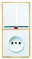 Блок БКВР-213 Бэлла (2-кл. выкл. с инд. + розетка) зол. Кунцево 5830