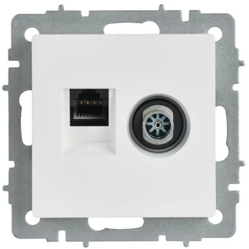 Розетка 2-м BRITE РТВ/РК12-БрАБ TV+RJ45 кат.5E механизм арктич. бел. IEK BR-AK20-1-K91 фото 3