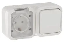 Блок ОП розетка + выключ. горизонт. TORS 16А IP55 TS342 бел. IEK TS-G10-6-55-V-K01