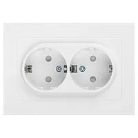 Розетка 2-м СП Accent 6-208-01 16А IP20 250В 2P+E Schuko со шторками AL/CU бел. Intro Б0063528