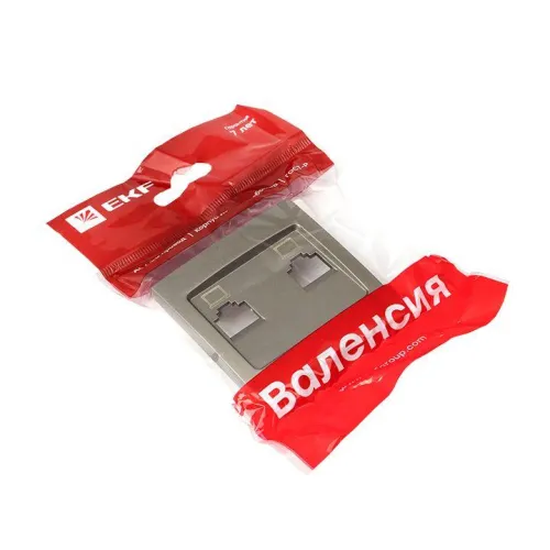 Панель лицевая Валенсия для розетки 2-м RJ-45 кашемир PROxima EKF ESK02-L-035-40 фото 3