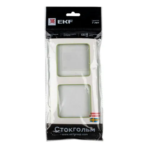 Рамка 2-м Стокгольм бел. с линией цвета зел. PROxima EKF EXM-G-303-20 фото 5