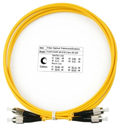 Шнур оптический duplex FC-FC 9/125 SM LSZH FOP(D)-9-FC-FC-2M 2м Cabeus 7491c