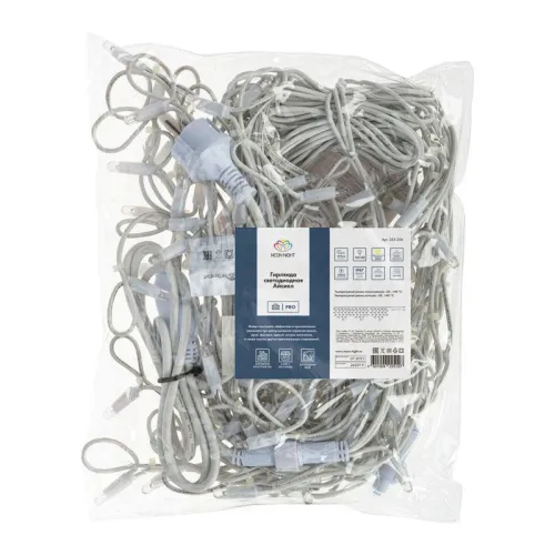 Гирлянда светодиодная "Айсикл" (бахрома) 4х0.6м 128LED тепл. бел. 10Вт 230В IP67 эффект мерцания провод каучук бел. (нужен шнур питания 315-001) Neon-Night 255-356 фото 3