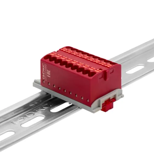 Блок распределительный зажим push-in 18 точек подключения 25кв.мм красн. DKC DTP1-018-04SPUR фото 2