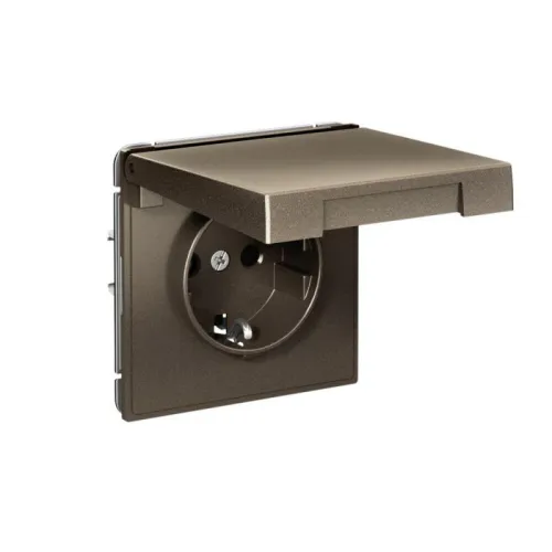 Розетка ArtGallery 16А IP20 с заземл. со шторками с крышкой быстрозажим. клем. механизм мокко SE GAL000646S фото 2