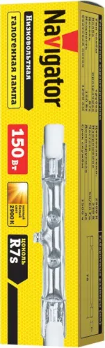 Лампа галогенная 94 218 J78мм 150Вт линейная R7s 2900К 230В 2000h Navigator 94218 фото 2