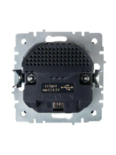 Розетка BRITE РЮш10-1-БрЧ 16А с USB A+A 2.1А с заземл. защ. шторки механизм черн. IEK BR-R14-16-U21-D21-K02 фото 5