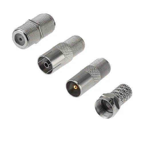 Набор антенный №10 кабель RG-6U 5м штекер F (4шт) бочка (1шт) переходник гнездо F - шт TV (2шт) переходник гнездо F - гнездо TV (1шт) Rexant 06-3089