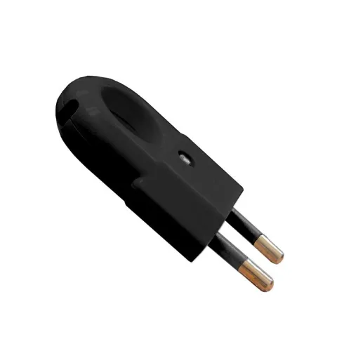 Вилка электрическая 6А 250В плоская с ушком без. заземл. черн. (еврослот) UNIVersal А1030 фото 2