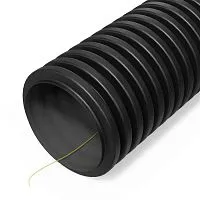 Труба гофрированная двустенная ПНД гибкая d32мм SN34 450 с протяжкой стойкая к УФ черн. (уп.20м) Промрукав PR15.0322