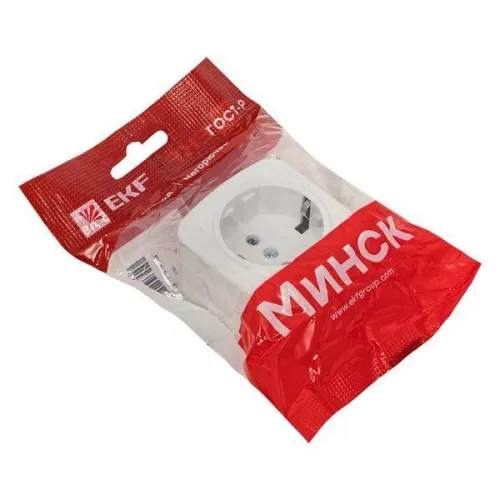 Розетка 1-м ОП Минск 16А IP20 с заземл. бел. Basic EKF EGR16-028-10 фото 7