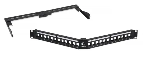 Патч-панель угловая модульная 19дюйм 1U 24 порта для неэкранир. модулей с задн. кабельн. организатором (без модулей) Cabeus 7983c