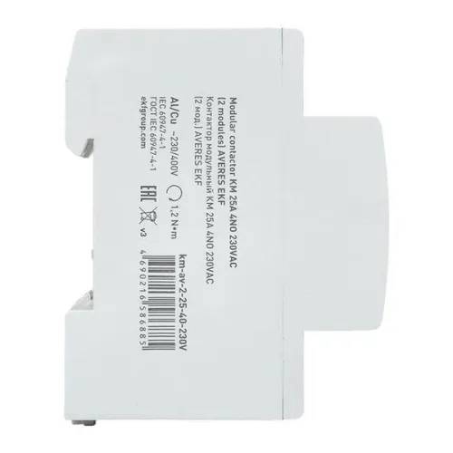Контактор модульный КМ 25А 4NO 230В AC (2 мод.) AVERES EKF km-av-2-25-40-230V фото 8