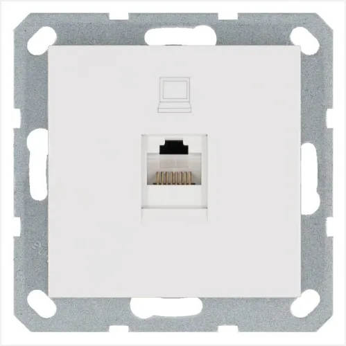 Розетка компьютерная 1-м RJ45 IP20 кат. 5E механизм бел. глянцевый Jasmart G6105W