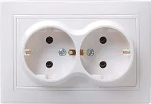 Розетка 2-м СП Кварта РС12-3-КБ 16А IP20 с заземл. без защ. шторок керамика бел. GENERICA ERK21-K01-16-K