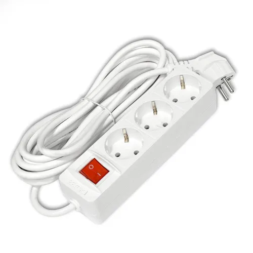 Удлинитель 3х5м с заземл. 16А IP20 3.5кВт ПВС 3х1 с выкл. бел. DOMTOK 2382 фото 3