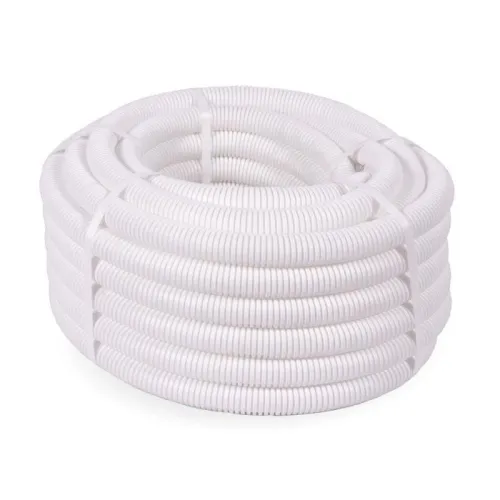 Труба гофрированная ПЛЛ легкая d25мм с протяжкой безгалоген. (HF) (НГ) бел. (уп.50м) Промрукав PR02.0216 фото 2