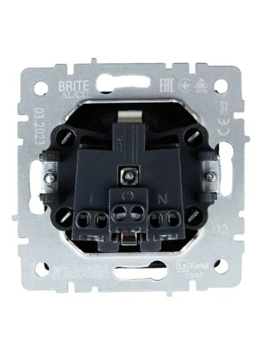 Розетка BRITE РСбш10-3-БрЧ 16А IP20 с заземл. защ. шторки с крышкой механизм черн. IEK BR-R16-16-K02 фото 3