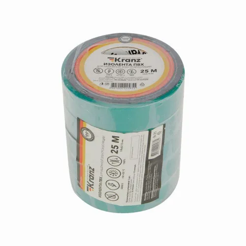 Изолента ПВХ 0.13х19мм 25м зел. Kranz KR-09-2203 фото 2