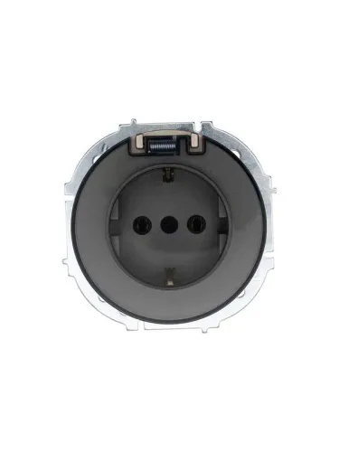 Розетка 1-м СП OSEN с заземл. с крышкой ПБТ механизм титан LEZARD 743-3788-123B