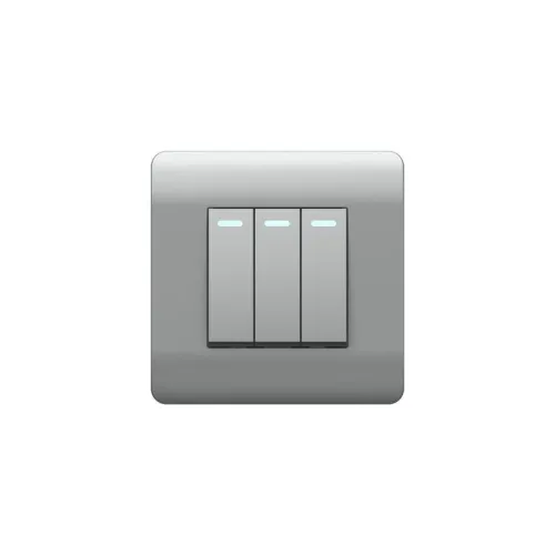 Переключатель 3-кл. NEW3-E 10А с подсветкой серебр. CHINT 431513