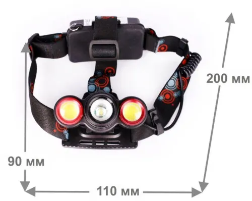 Фонарь налобный аккумуляторный LED5338 3.7В 3LED 5Вт фокус 2 ак. 4 реж. USB бокс черн. Ultraflash 15032 фото 3