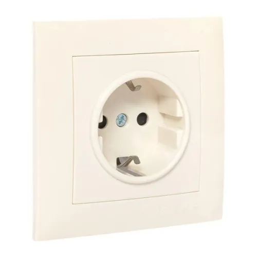 Розетка 1-м СП Валенсия 16А IP20 с заземл. защ. шторки крем. PROxima EKF EWR16-028-20 фото 7