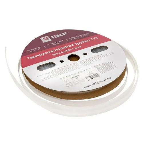 Трубка термоусадочная ТУТ 12/6 прозр. PROxima (уп.50м) EKF tut-12-tr фото 4