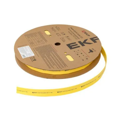 Трубка термоусадочная ТУТ нг 25/12.5 желт. PROxima (уп.50м) EKF tut-25-y фото 4