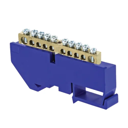 Шина нулевая N 6х9 10 отвер. латунь син. изолятор на DIN-рейку PROxima EKF sn0-63-10-d фото 2