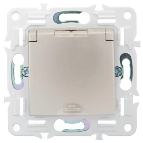 Розетка 1-м SKANDY 16А IP44 с заземл. защ. шторки с крышкой SK-R11Sh шампань IEK SK-R16-16-44-K37 фото 3